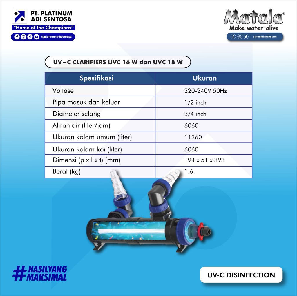 03 Matala_UV-C Clarifiers UVC 16W & UVC 18W_Spesifikasi