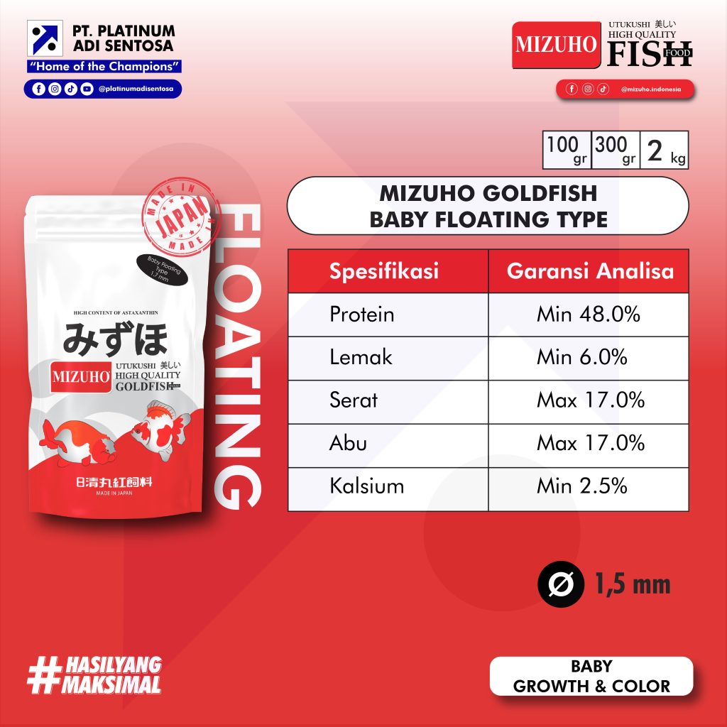 Mizuho Goldfish Floating_Spesifikasi