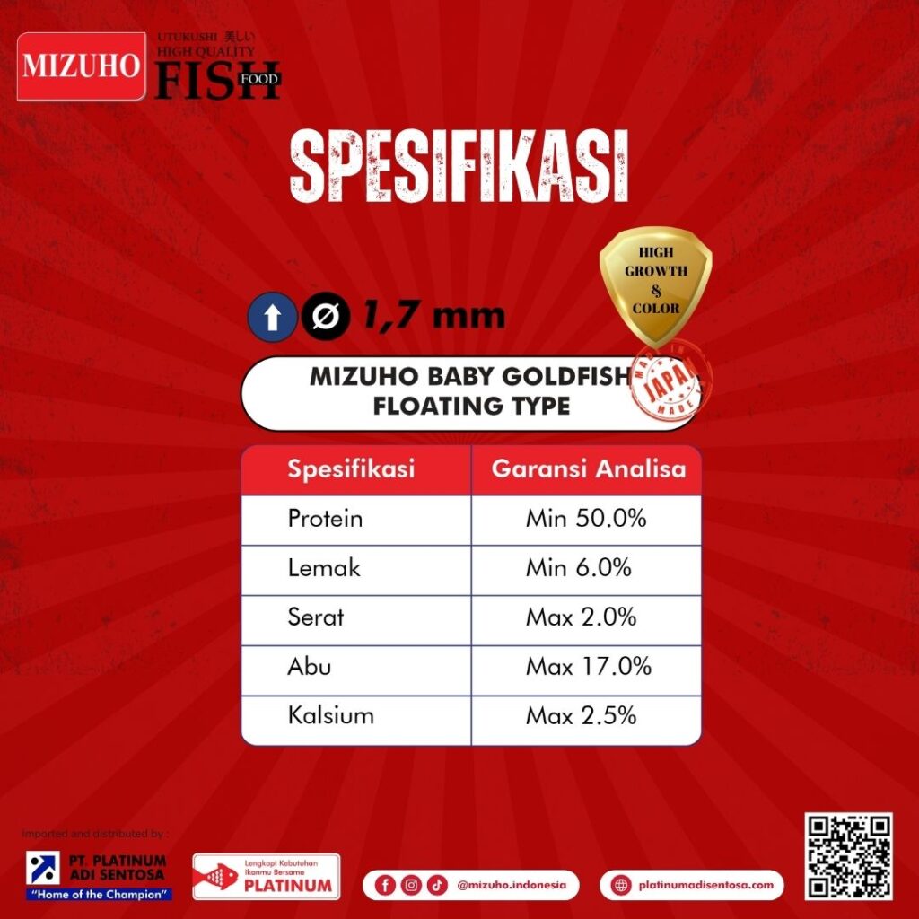 Mizuho Baby Goldfish Floating_Spesifikasi